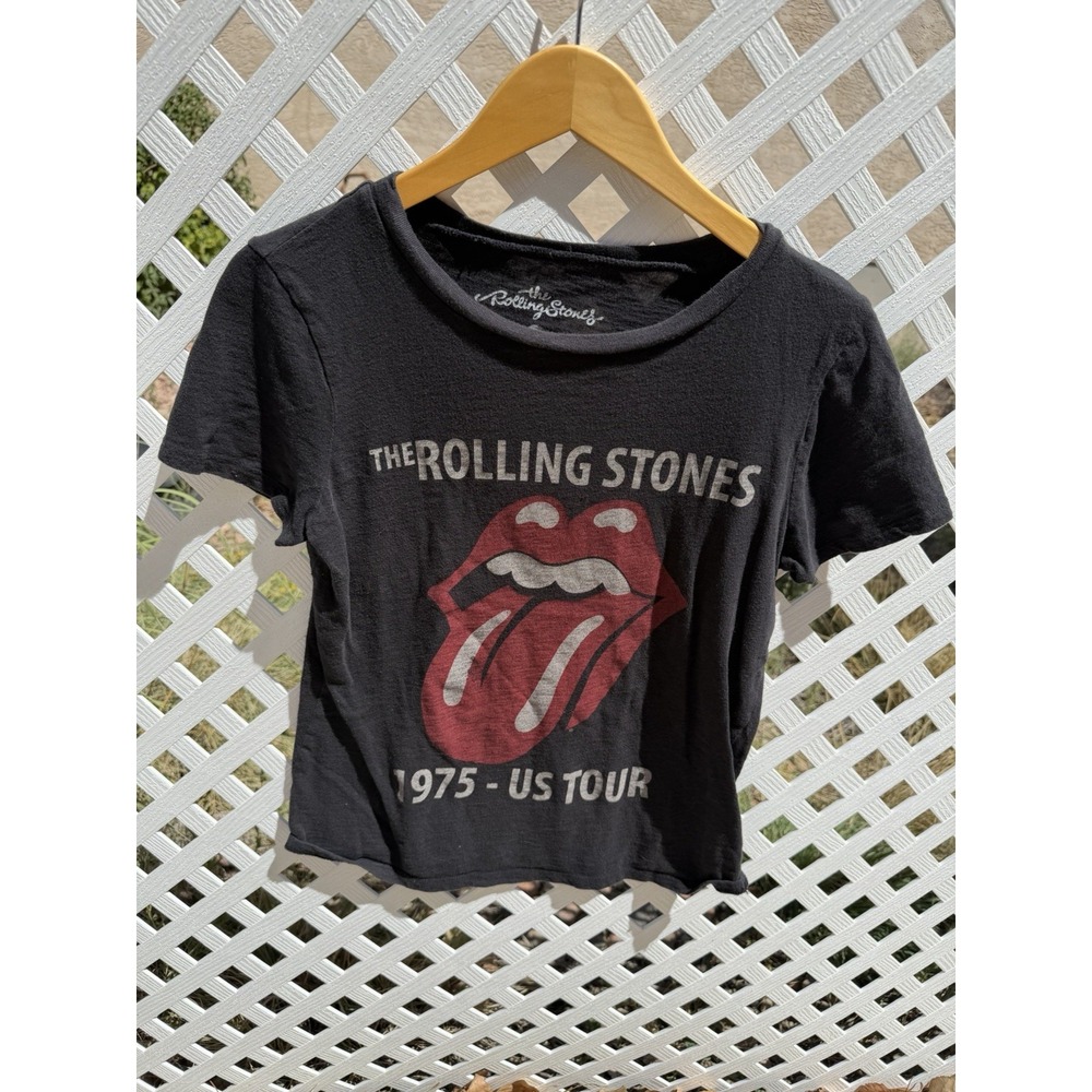 Women's Medium Rolling Stones 1975 US Tour Replica Black Short Sleeve T-shirt